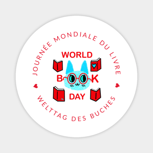 World Book Day Cat English French German Magnet